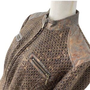 Chico's 2 Chocolate Kellina Zip up Menswear Twist Jacket Blazer